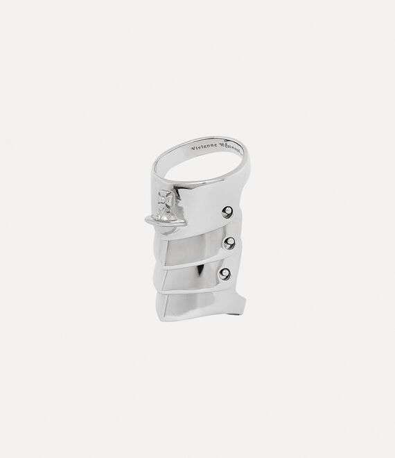 Vivienne Westwood Rings Cheap - Men Armour Ring Platinum