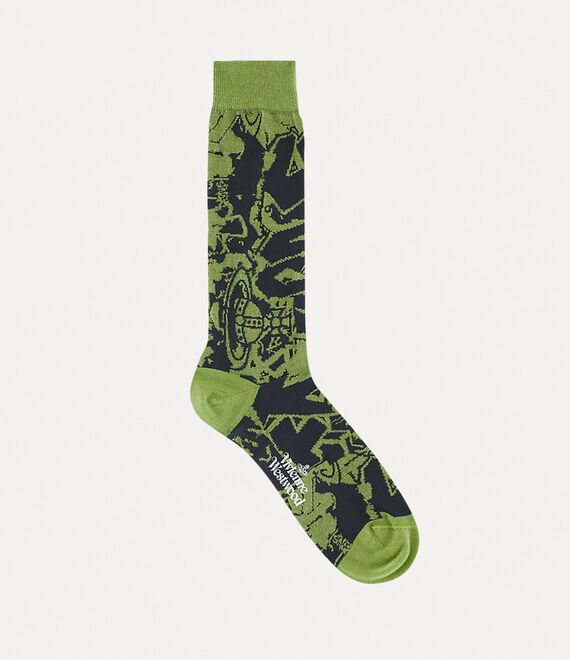 Vivienne Westwood Socks Philly - Men Graffiti Sock Mint